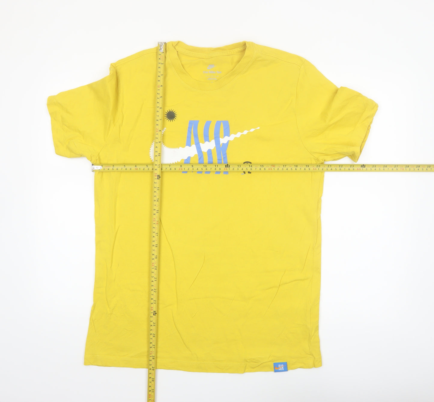 Nike Men's Yellow Graphic Air Regular Fit Cotton T-Shirt L