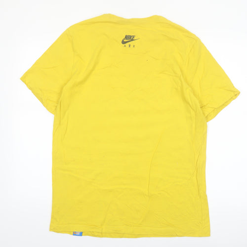 Nike Men's Yellow Graphic Air Regular Fit Cotton T-Shirt L