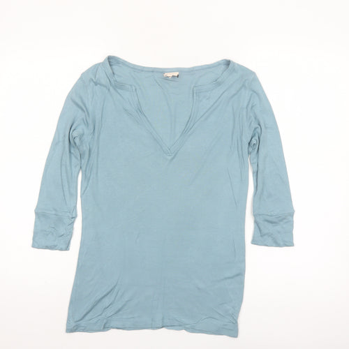 Whistles Women Blue V-Neck 3/4 Sleeve Basic Jersey Top Size 12