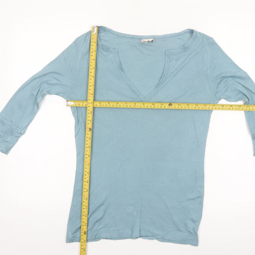 Whistles Women Blue V-Neck 3/4 Sleeve Basic Jersey Top Size 12