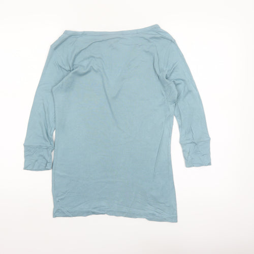 Whistles Women Blue V-Neck 3/4 Sleeve Basic Jersey Top Size 12