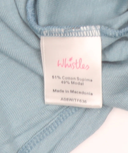 Whistles Women Blue V-Neck 3/4 Sleeve Basic Jersey Top Size 12