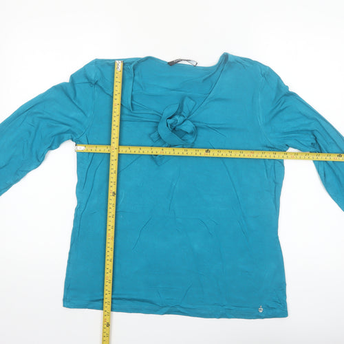 Betty Barclay Women's Blue 3/4 Sleeve Bow V-Neck Tunic Top Size 16