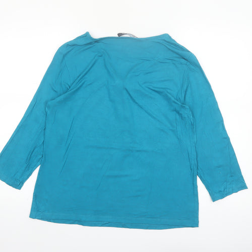 Betty Barclay Women's Blue 3/4 Sleeve Bow V-Neck Tunic Top Size 16