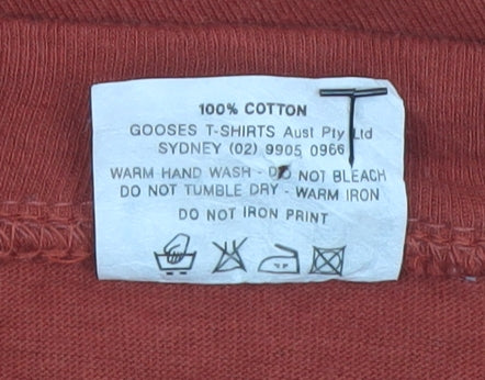 Authentic Aboriginal Art Men's Rust Cotton Graphic T-Shirt Size L