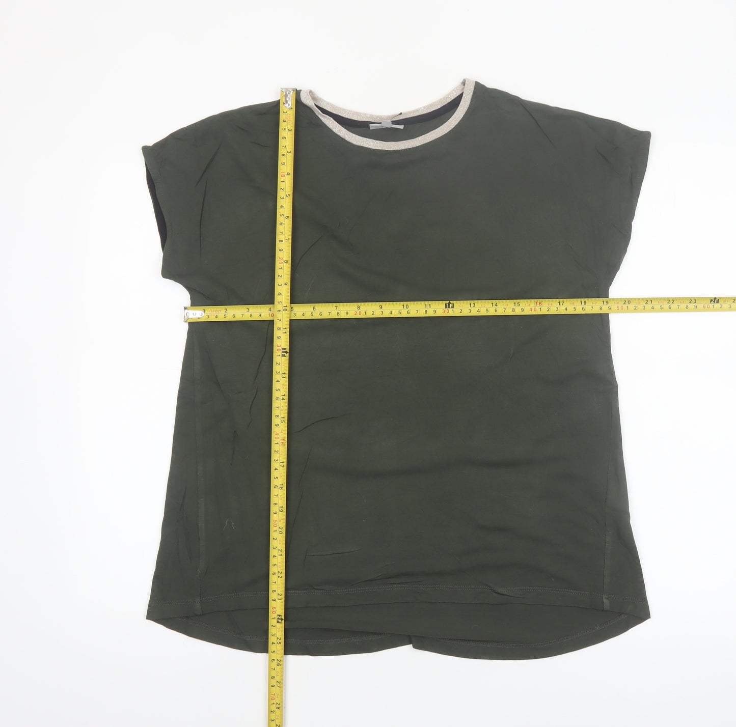 Oliver Bonas Women's Green Size 10 Short Sleeve Basic T-Shirt