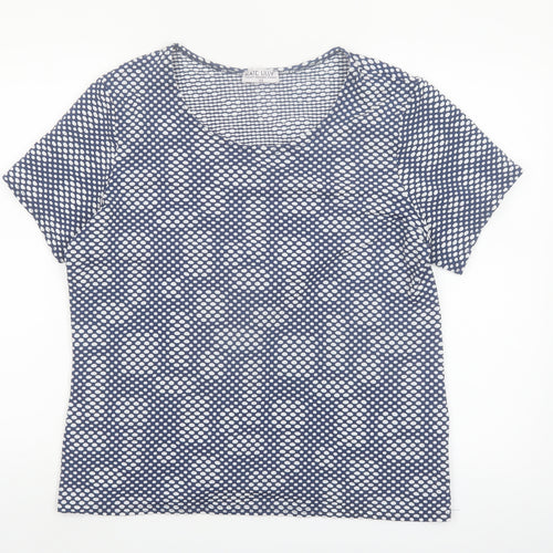 Kate Lilly Womens Blue Geometric Jersey T-Shirt Size 22