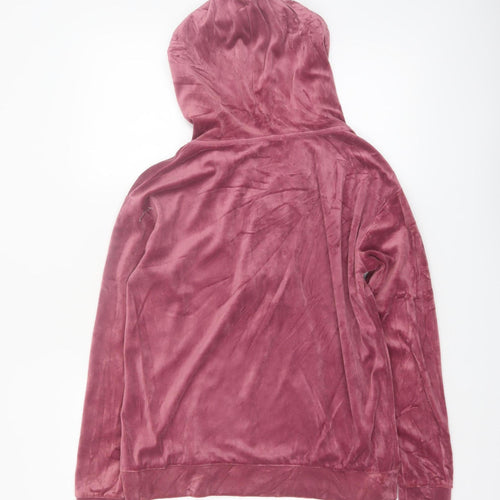 Brave Soul Women's Pink Lace Up Velvet Hoodie Size S