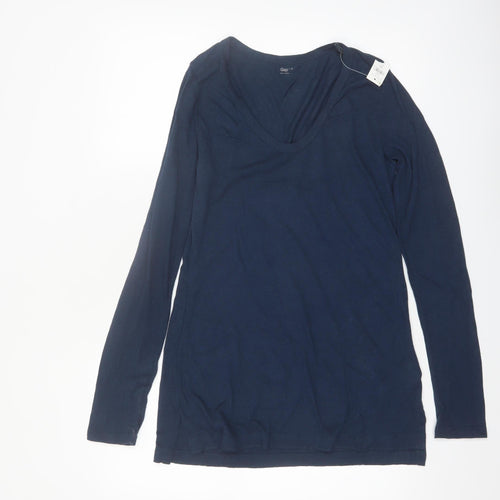 Gap Women's Blue Long Sleeve Scoop Neck Basic T-Shirt Size L