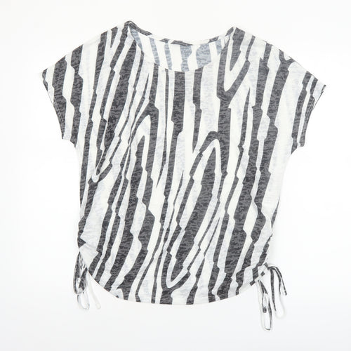 Roman Women’s Black Animal Print Short Sleeve Jersey Top Size 16