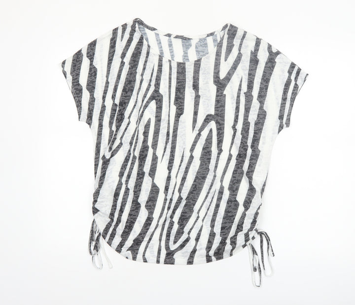 Roman Women’s Black Animal Print Short Sleeve Jersey Top Size 16