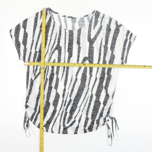 Roman Women’s Black Animal Print Short Sleeve Jersey Top Size 16