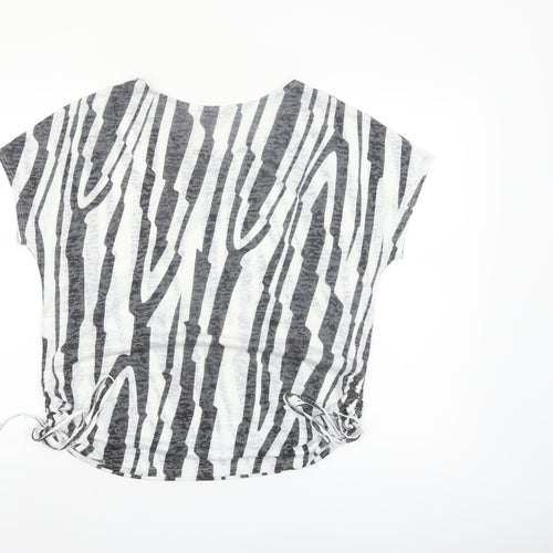 Roman Women’s Black Animal Print Short Sleeve Jersey Top Size 16