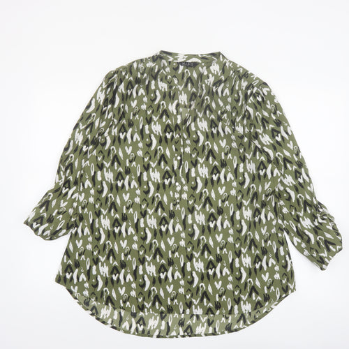 Miso Essentials Women's Green Animal Print Tunic Blouse Size 20