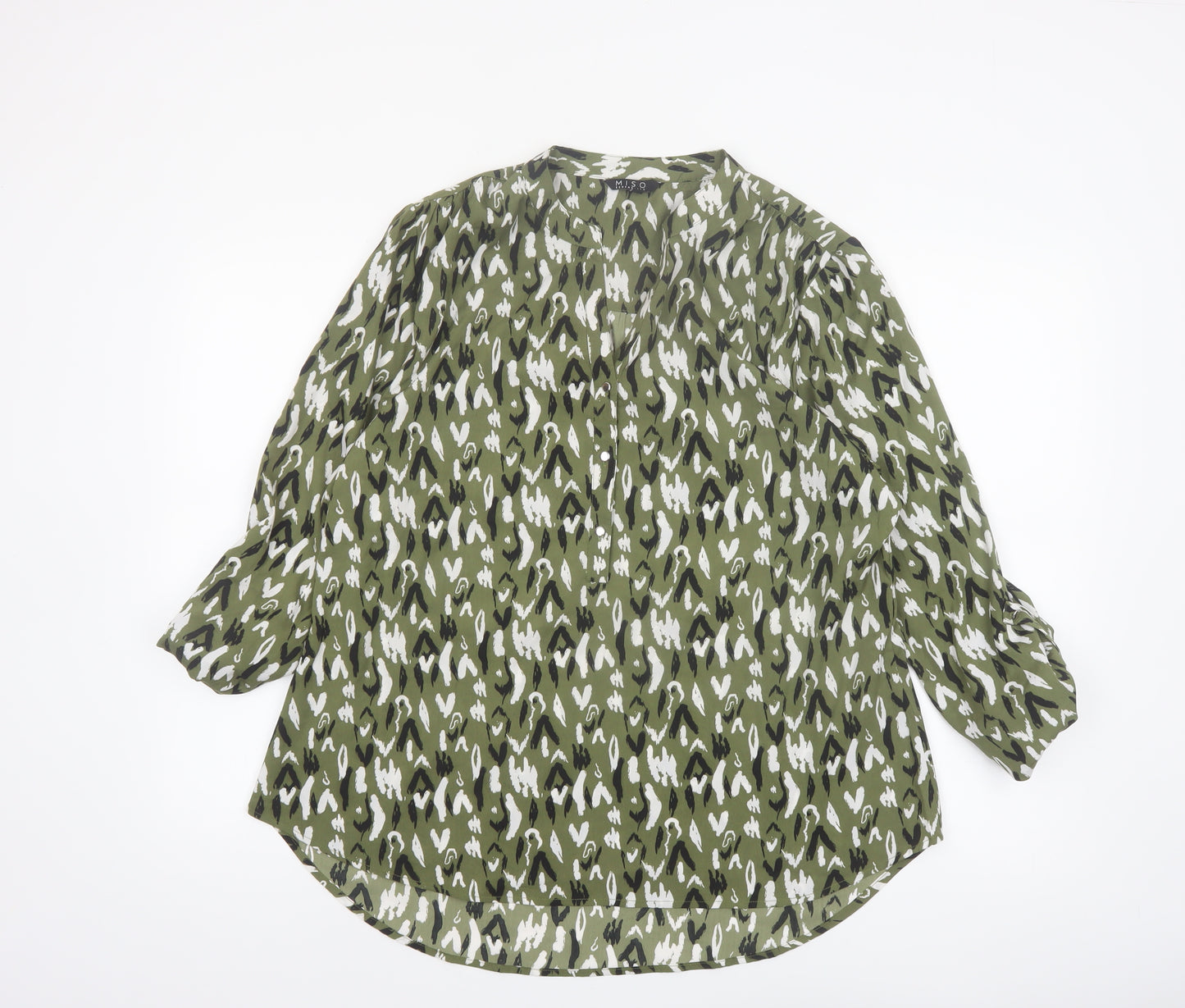 Miso Essentials Women's Green Animal Print Tunic Blouse Size 20