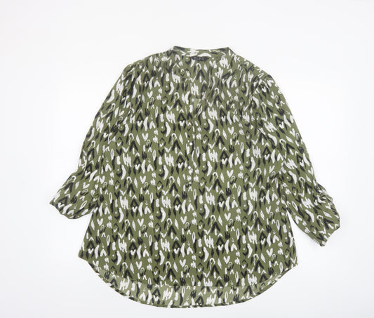 Miso Essentials Women's Green Animal Print Tunic Blouse Size 20