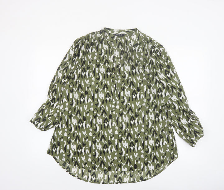 Miso Essentials Women's Green Animal Print Tunic Blouse Size 20
