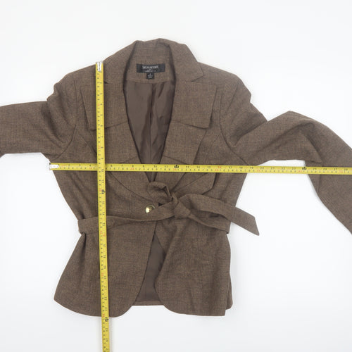 Larry Levine Women Brown Polyester Belted Suit Jacket Size 8