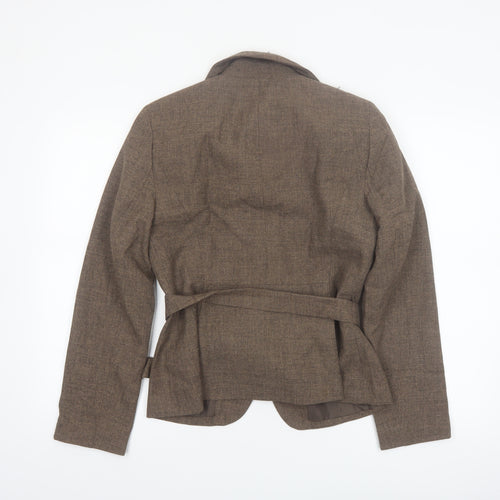 Larry Levine Women Brown Polyester Belted Suit Jacket Size 8