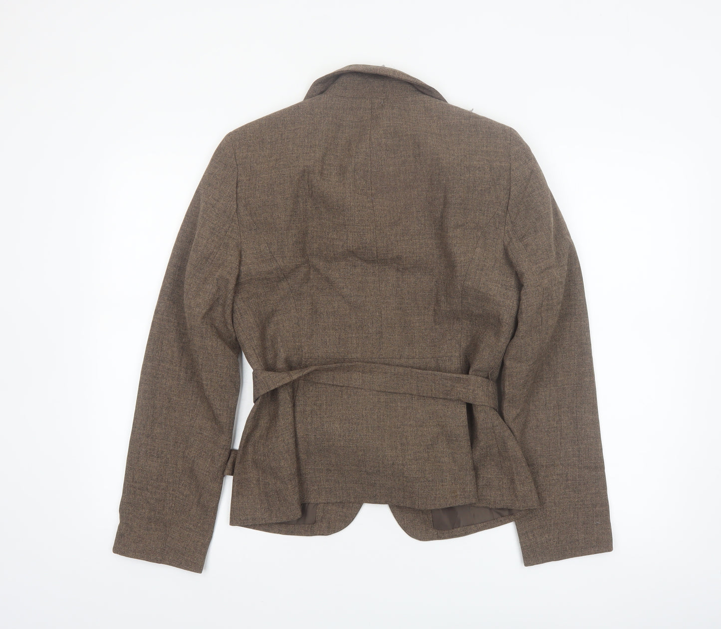 Larry Levine Women Brown Polyester Belted Suit Jacket Size 8