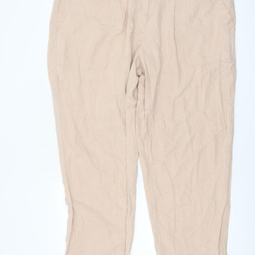 Marks and Spencer Women’s Beige Linen Blend Chino Trousers Size 20