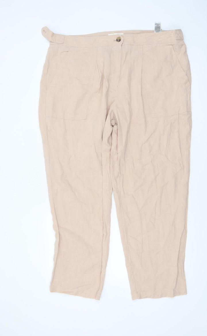 Marks and Spencer Women’s Beige Linen Blend Chino Trousers Size 20