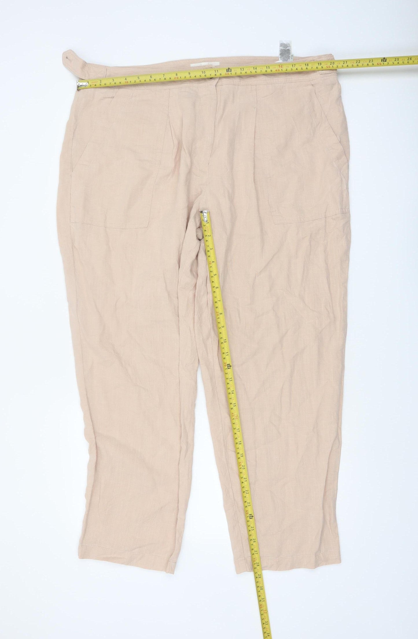 Marks and Spencer Women’s Beige Linen Blend Chino Trousers Size 20