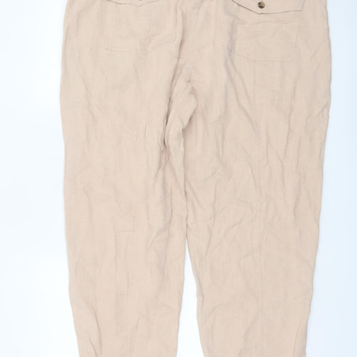 Marks and Spencer Women’s Beige Linen Blend Chino Trousers Size 20