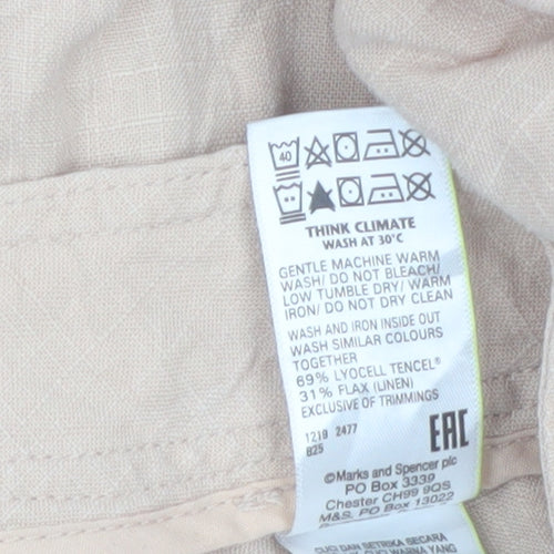 Marks and Spencer Women’s Beige Linen Blend Chino Trousers Size 20