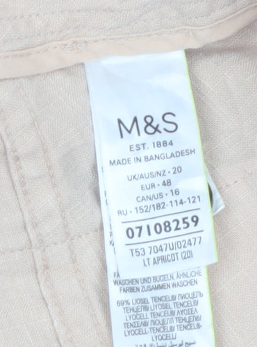Marks and Spencer Women’s Beige Linen Blend Chino Trousers Size 20