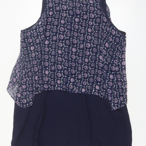 Next Women Blue Floral Sleeveless Shift Dress Size 22