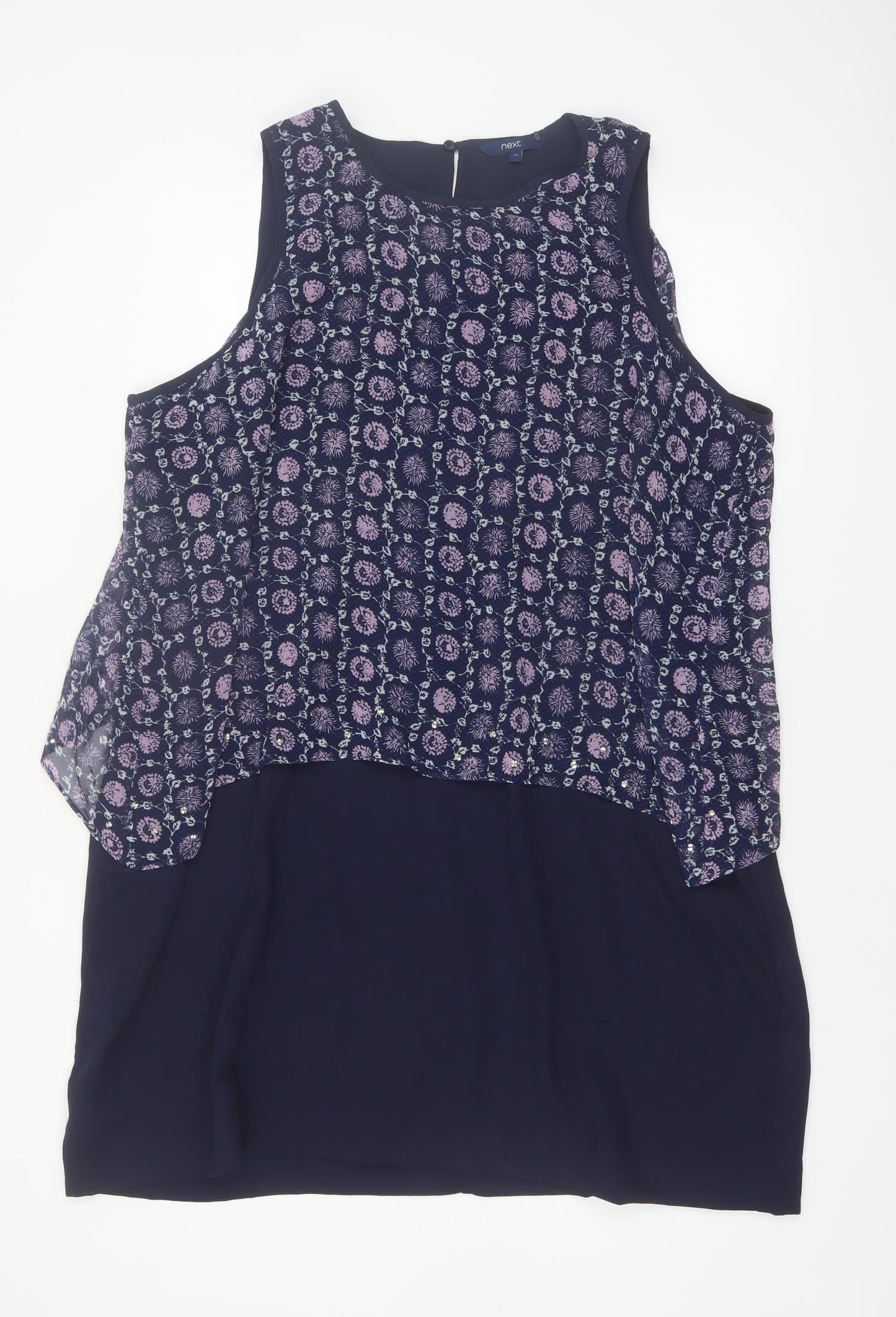Next Women Blue Floral Sleeveless Shift Dress Size 22