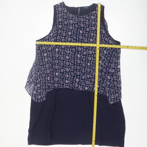 Next Women Blue Floral Sleeveless Shift Dress Size 22