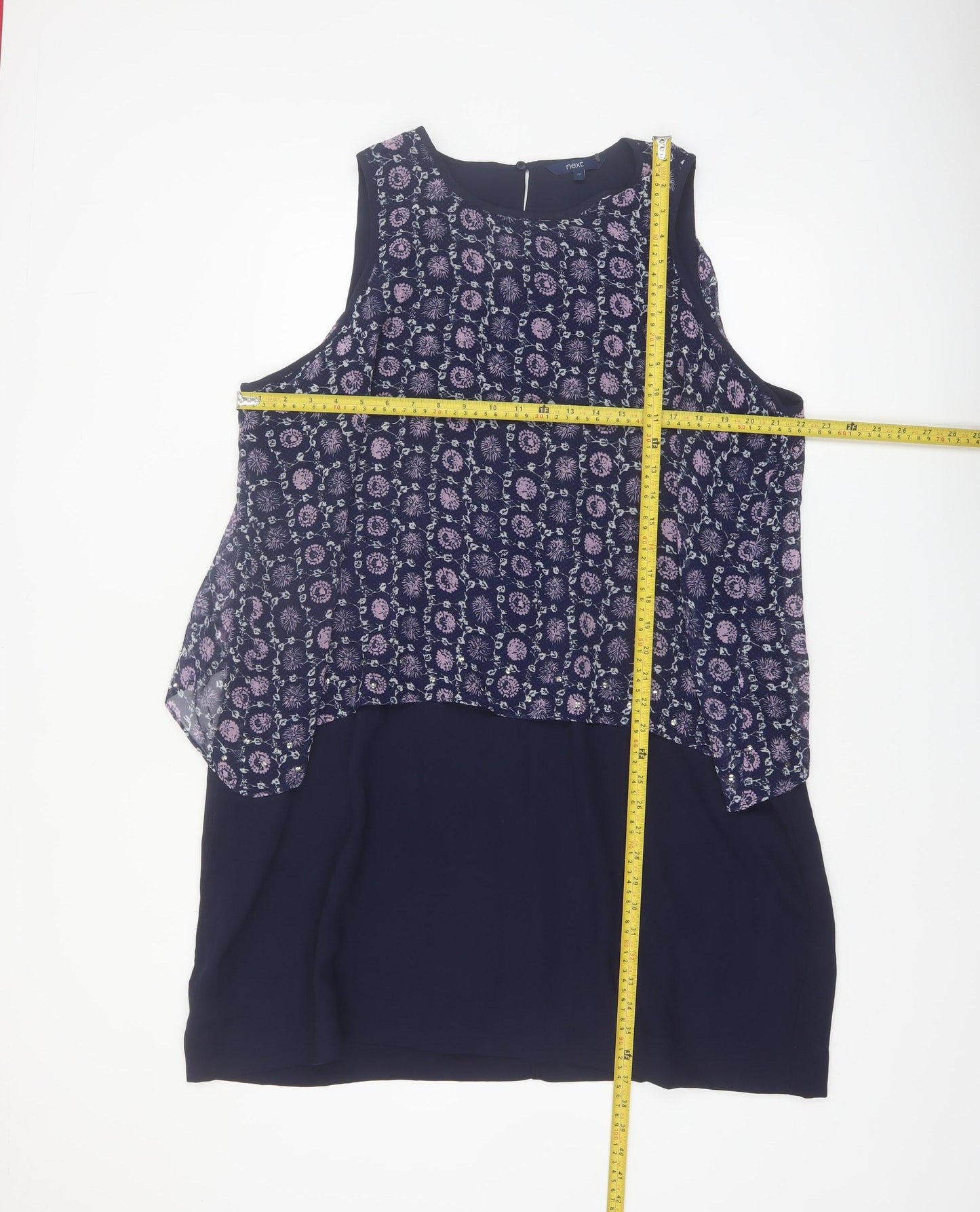 Next Women Blue Floral Sleeveless Shift Dress Size 22
