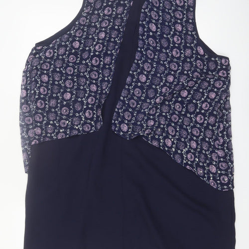 Next Women Blue Floral Sleeveless Shift Dress Size 22