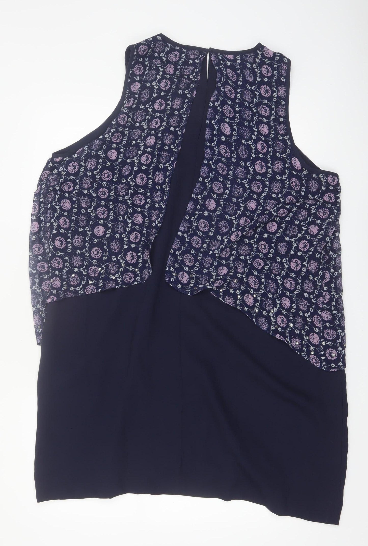 Next Women Blue Floral Sleeveless Shift Dress Size 22