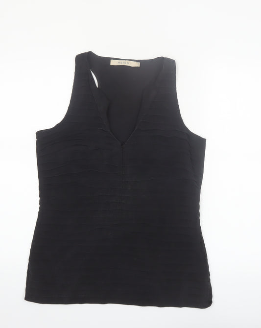 Reiss Women's Black Silk Blend Sleeveless V-Neck Tank Top UK 10