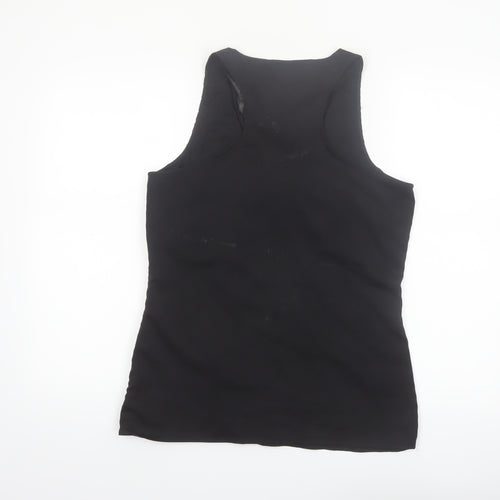 Reiss Women's Black Silk Blend Sleeveless V-Neck Tank Top UK 10