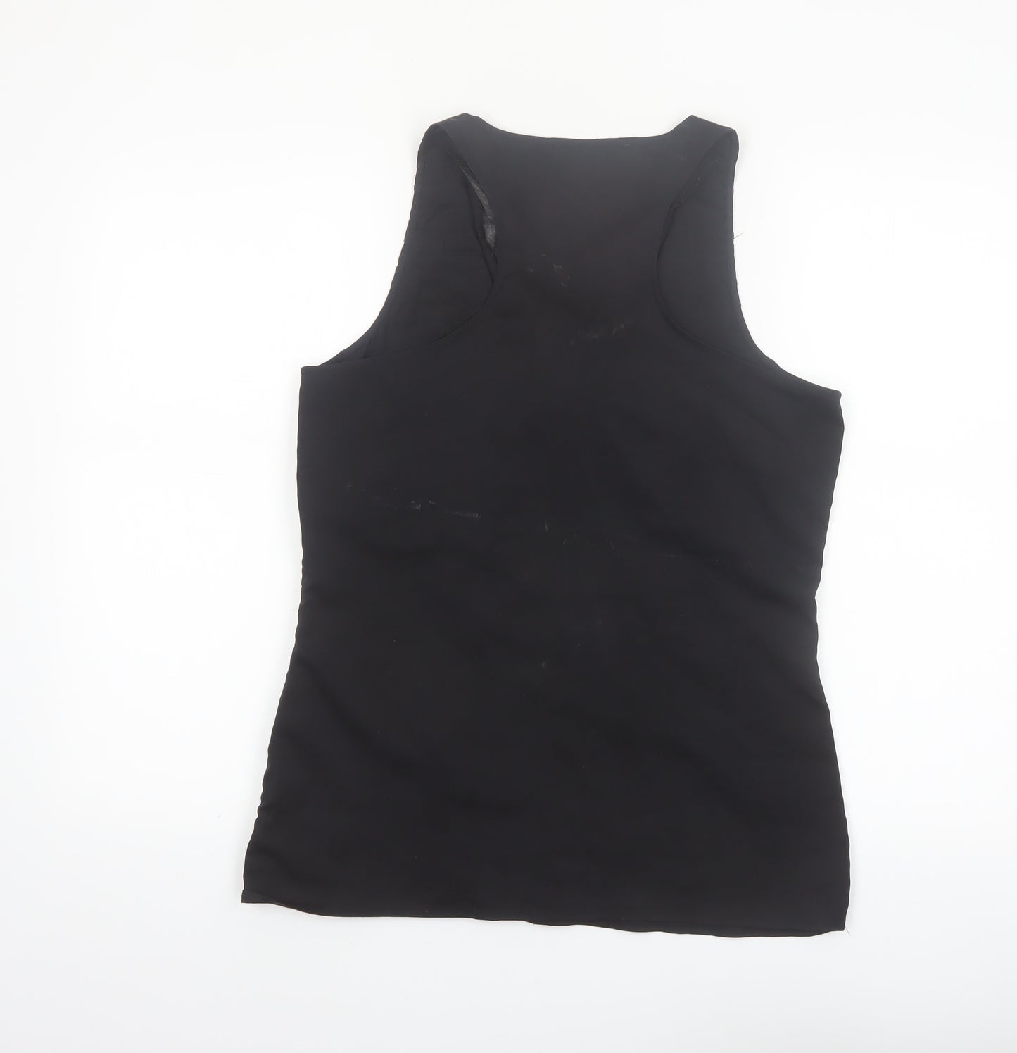 Reiss Women's Black Silk Blend Sleeveless V-Neck Tank Top UK 10