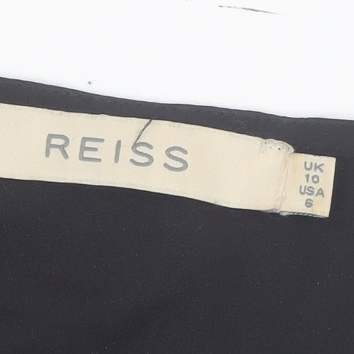 Reiss Women's Black Silk Blend Sleeveless V-Neck Tank Top UK 10