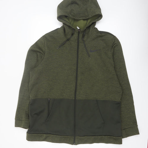 Nike Men's Green XL Therma-Fit Full Zip Sports Hoodie