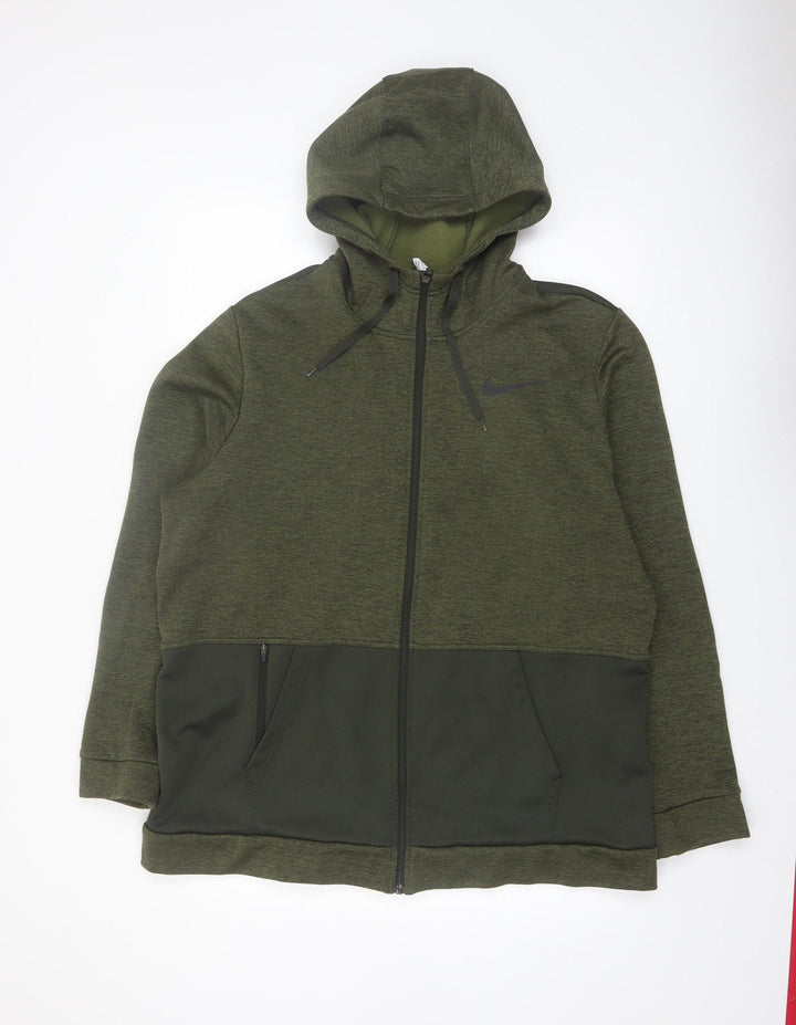 Nike Men's Green XL Therma-Fit Full Zip Sports Hoodie