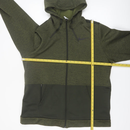 Nike Men's Green XL Therma-Fit Full Zip Sports Hoodie