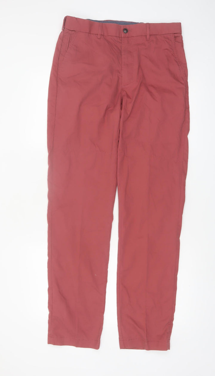 Marks and Spencer Blue Harbour Men's Red Chino Trousers 30x33 Regular Fit