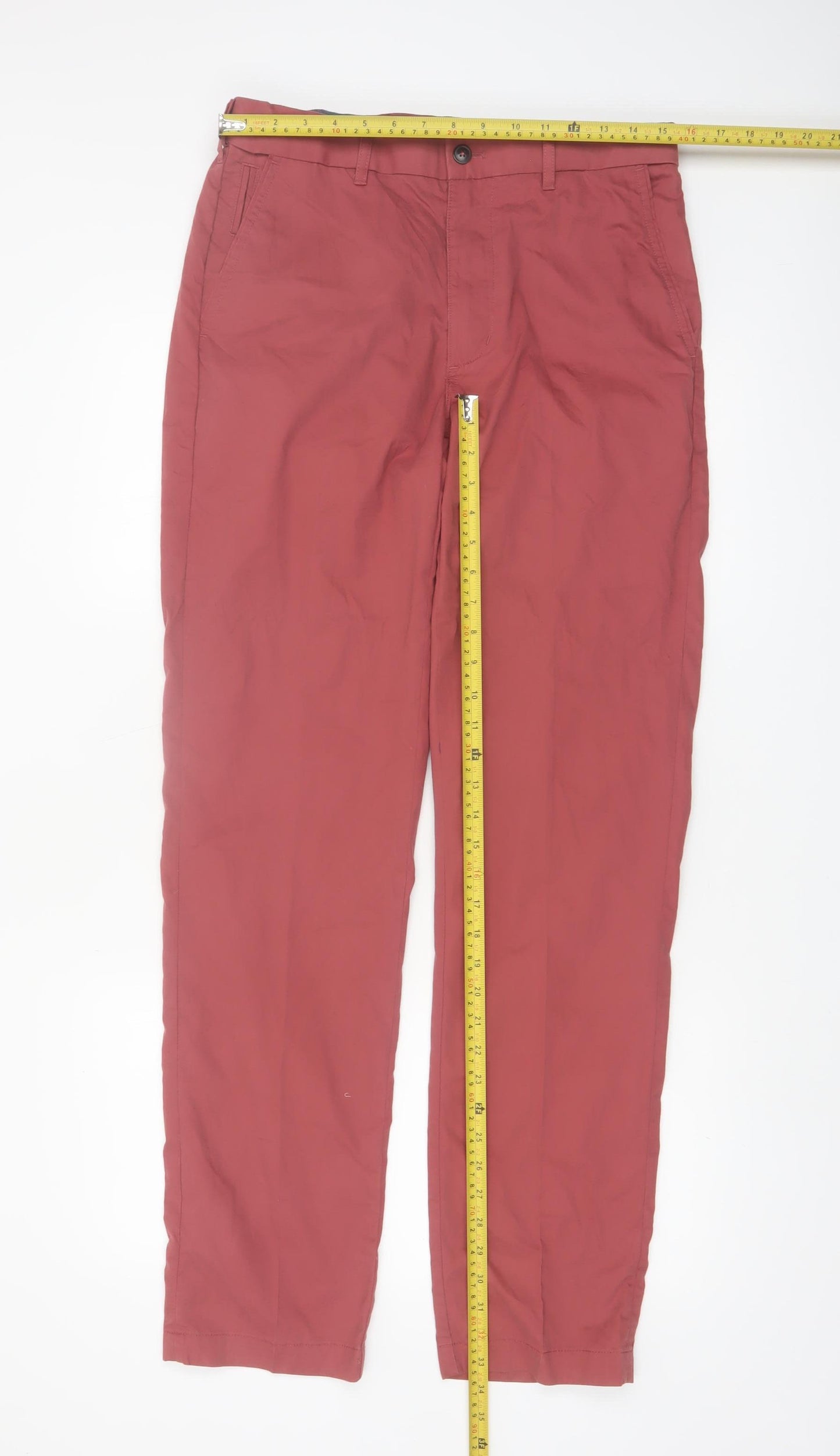 Marks and Spencer Blue Harbour Men's Red Chino Trousers 30x33 Regular Fit