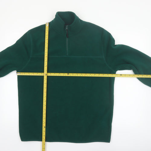 ASOS DESIGN Men's Green Fleece 1/4 Zip Pullover Sweatshirt L