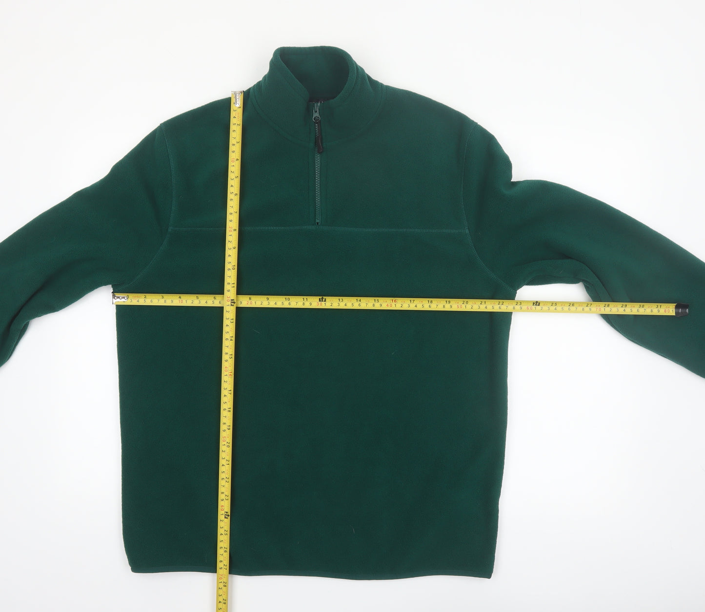 ASOS DESIGN Men's Green Fleece 1/4 Zip Pullover Sweatshirt L