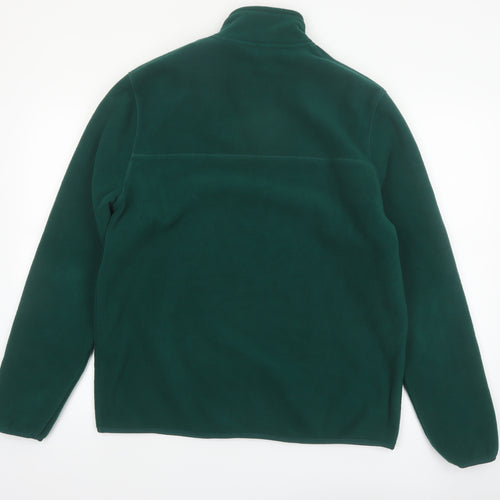 ASOS DESIGN Men's Green Fleece 1/4 Zip Pullover Sweatshirt L