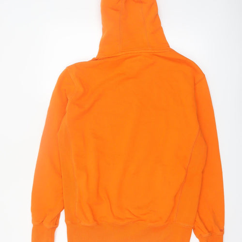 Superdry Men's Orange Pullover Hoodie Medium Graphic Logo Cotton