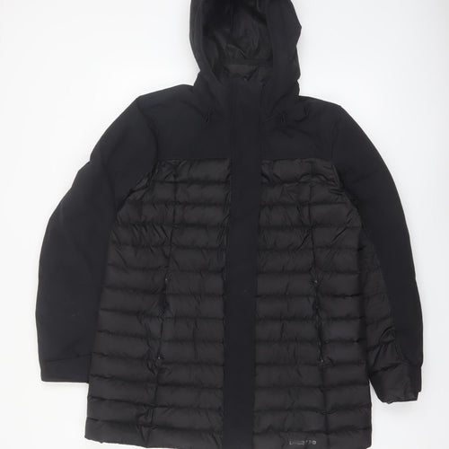 Lands' End Women's Black Petite M Hooded Puffer Jacket